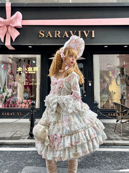 Hanguliang - Candlelight Sonata - Sweet Lolita Long Sleeve OP, Tiered Ruffles