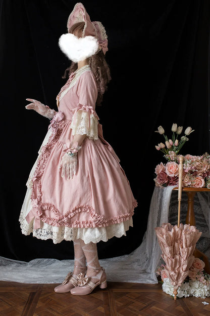 Miss Point - Lilyka Garden - Classic Lolita OP Dress Set Elegant Floral Wall Princess Sleeve