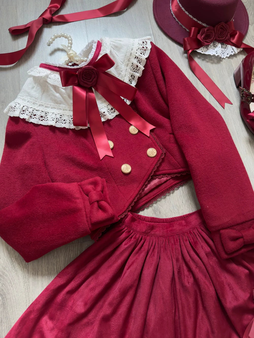 LeMiroir - Winter Solstice - Elegant Lolita Hat, Detachable Collar, Handbag