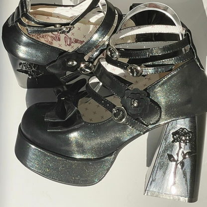 Dreamland - Whispers of the Rose - Daily Lolita Platform Heels Shoes with Relief Rose