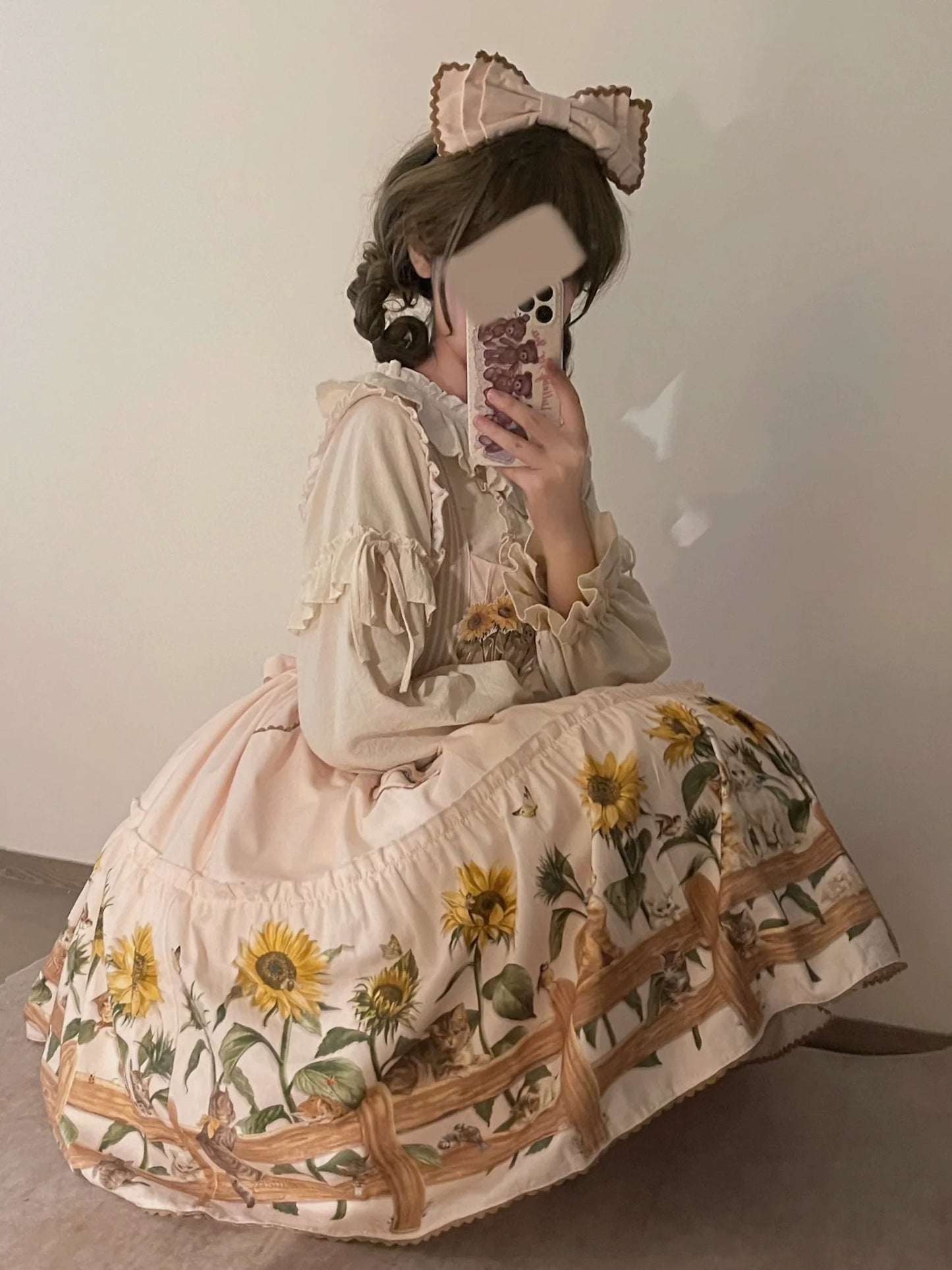 Polaris Lolita - Cat and Sunflower - Sweet Lolita JSK, Cat and Sunflower Print