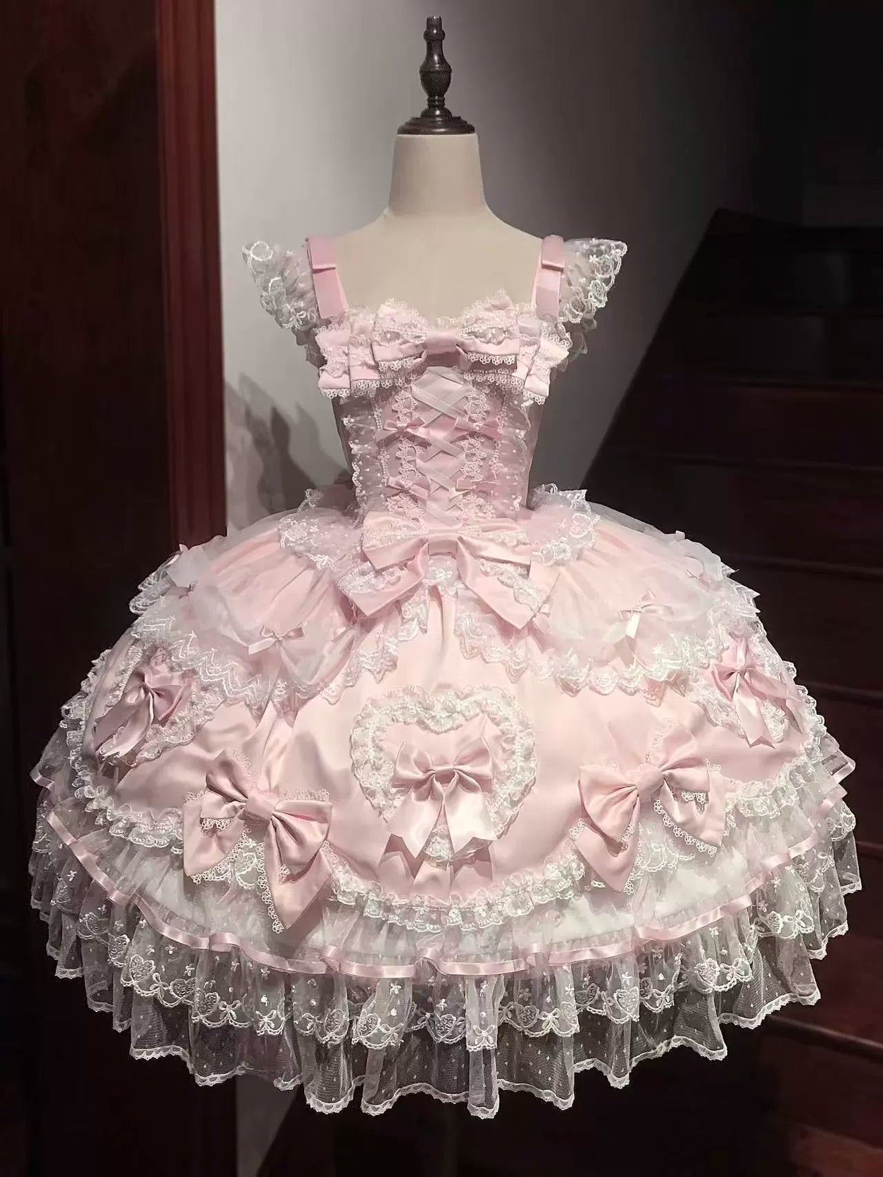 Sugar Girl - Velvet Sweetheart - Doll-like Sweet Lolita Jumper Dress, Bow Accents