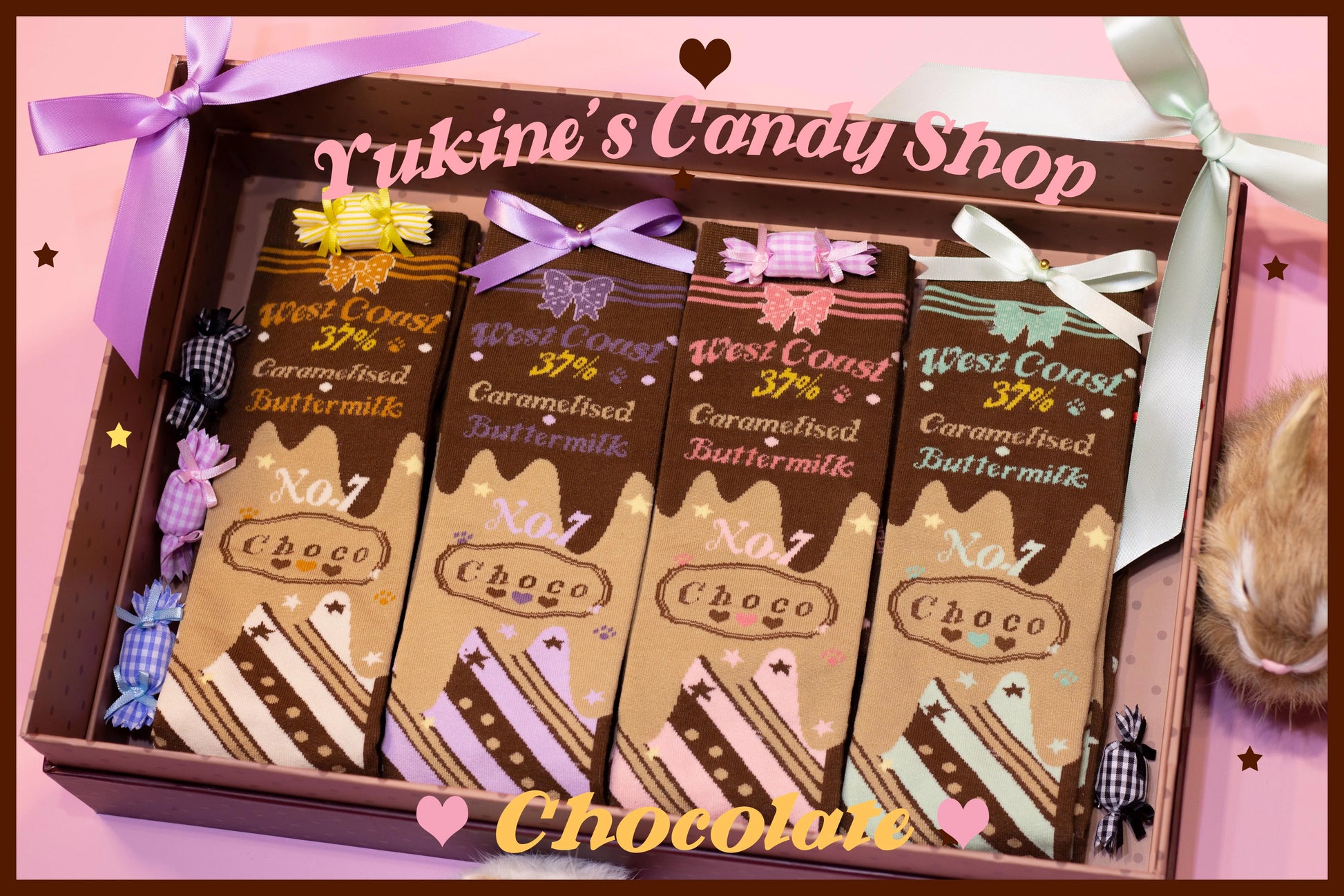 Yukines Box - Kawaii Lolita Chocolate Color Cotton Socks