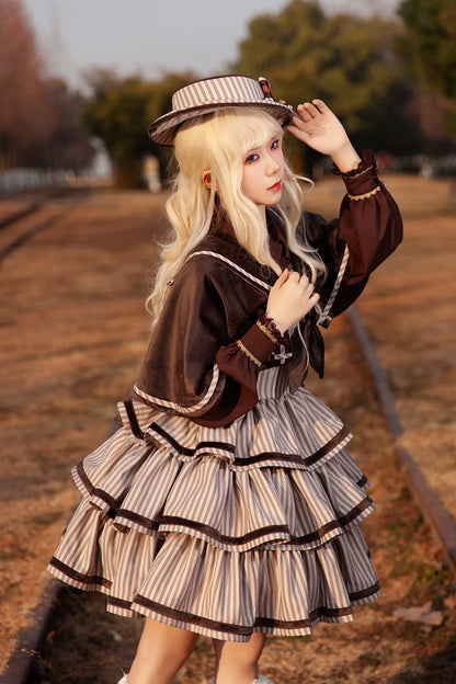 Infanta - From Afar - Vintage Striped Peppy-Style Lolita JSK & Cape