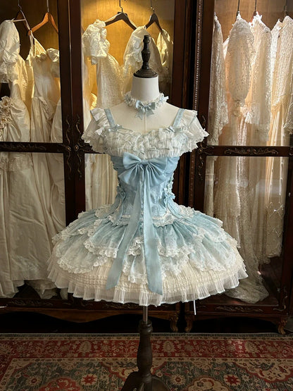 Meowing and fruity - Dream of Floral - Doll-Like Sweet Lolita Dress, Tiered Petal Hem