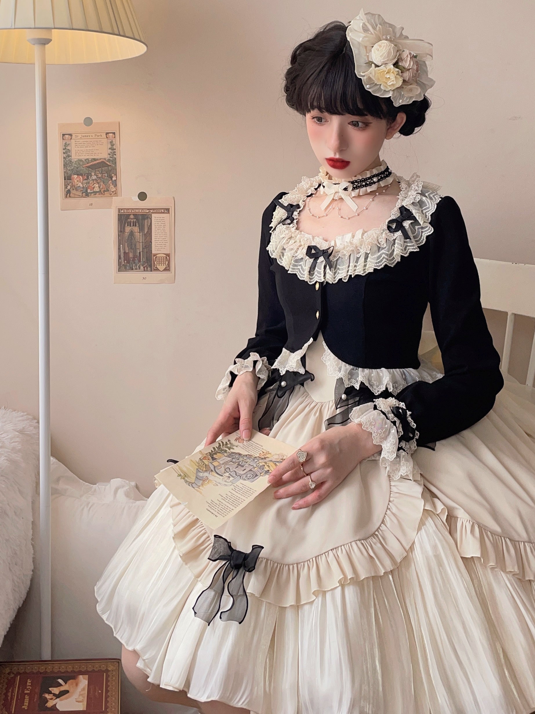 Unideer - Prelude - Elegant Lolita Bolero Jacket with Lace Ruffle Frill