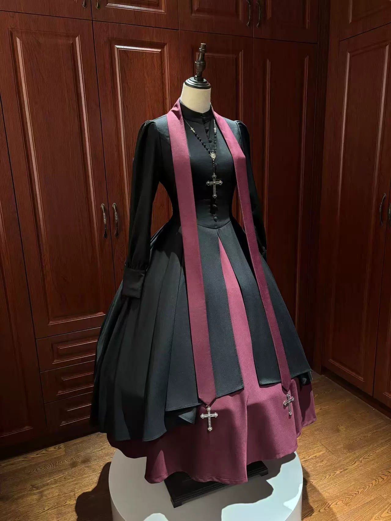 LetterfromGod - Night Watchman - Gothic Lolita OP Dress, Open-Front Hem
