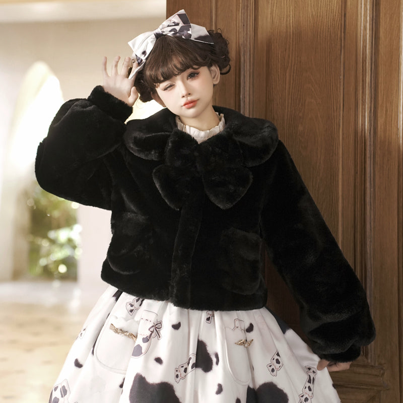 Eieyomi - Daily Lolita Coat Imitation Rabbit Hair Short Winter Coat