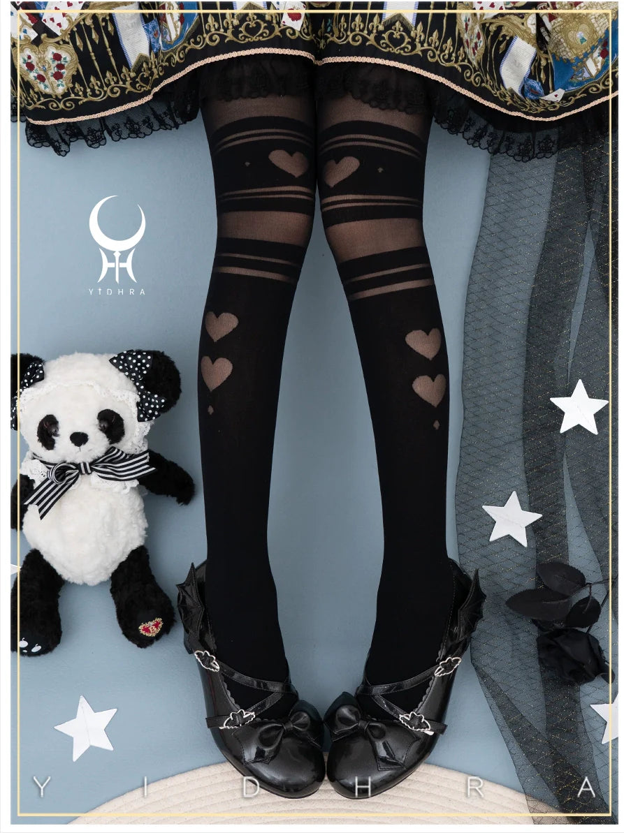 Yidhra - Enchanting Magic - Sweet Lolita Pantyhose Heart Hollow Out Thin Tights