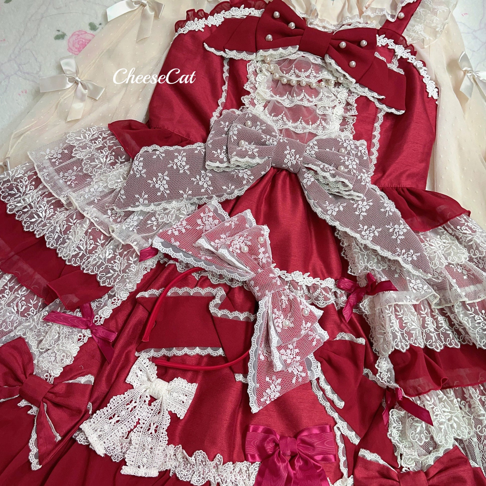 Cheese Cat - Sweet Lolita KC Lace Butterfly Lolita KC with Pearl
