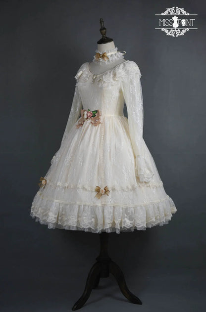 Miss Point - Dawn Girl - Reto Elegant lolita OP Dress Lace Long Sleeve