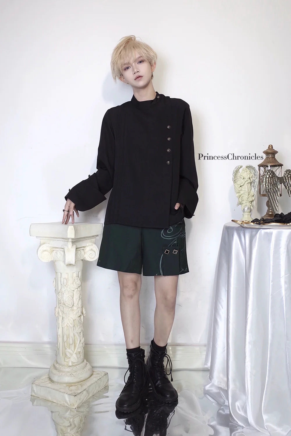 Princess Chronicles - Ruwoxichen - Retro Ouji Lolita Prince Style Black Blouse