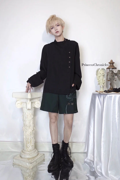 Princess Chronicles - Ruwoxichen - Retro Ouji Lolita Prince Style Black Blouse