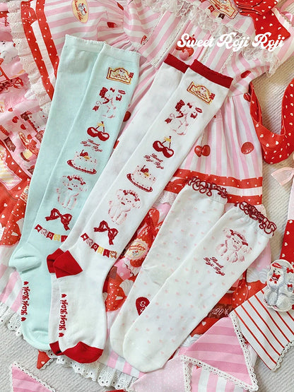 Roji Roji - Sweet Lolita Cotton Socks Japanese Printed Calf Socks