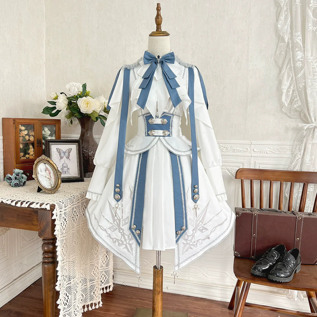 Designer's Gift - Luminous Cavalier - Military Lolita Skirt Set Long-Sleeved Shirt
