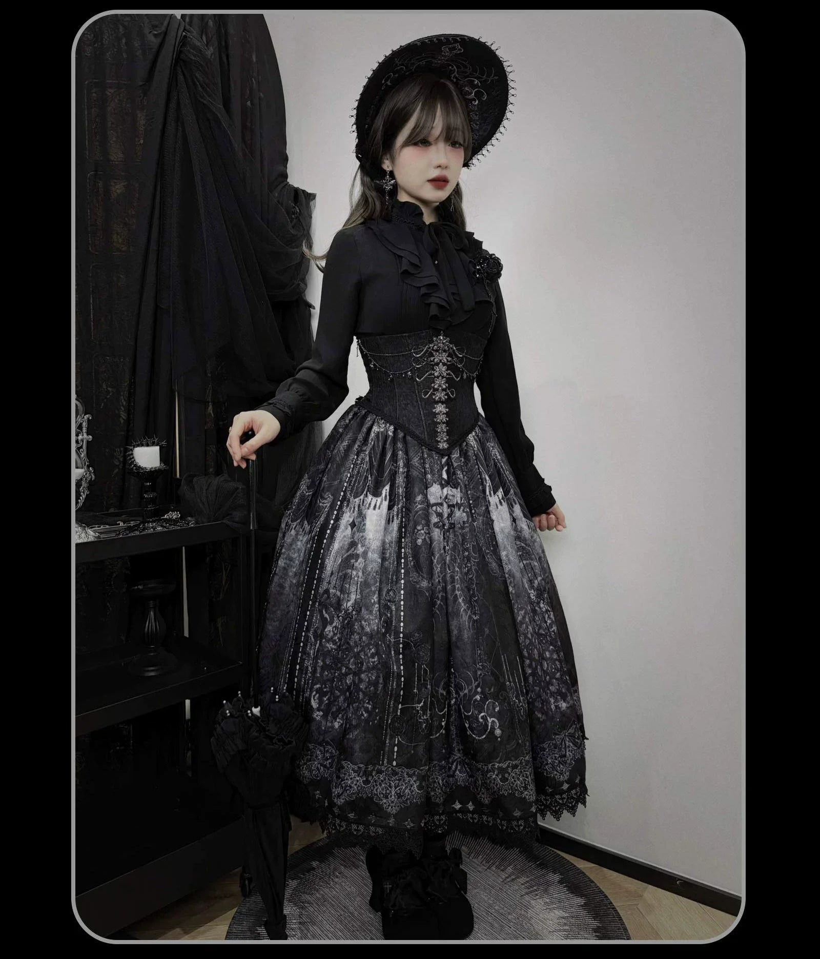 Susin Lolita - Bone-Eroded Butterfly - Gothic Lolita JSK & SK Set