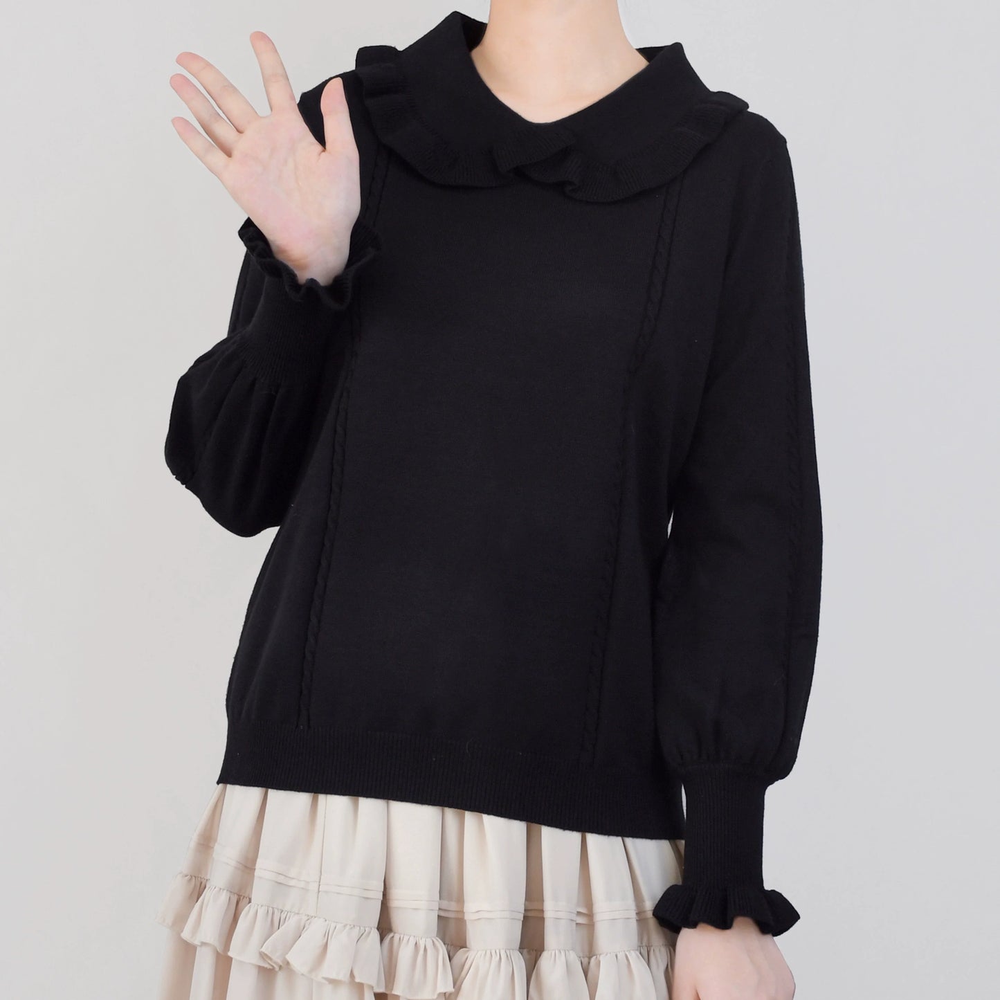 MIST - Japanese Style Lolita Sweater Puff Sleeves Knit Undershirt