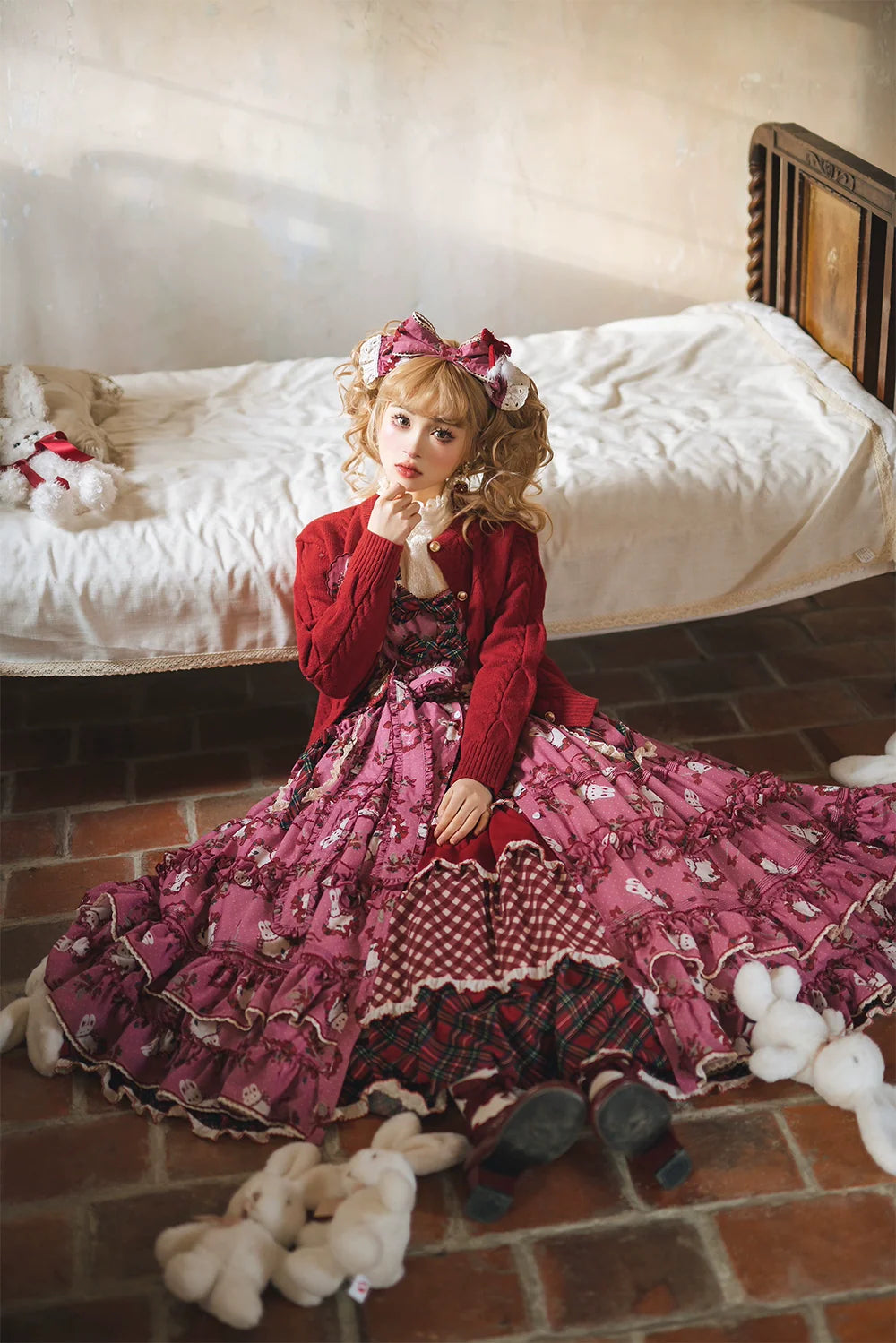 Miss Point - Forest Berry Bunny - Sweet Lolita Plaid Skirt Tiered Ruffles Spring SK