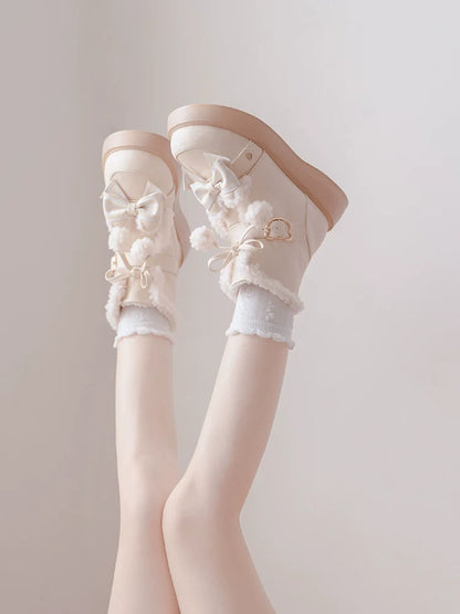 Beauty Bunny - Milk Bear - Winter Lolita Shoes Thick Sole Fleece Snow Boots