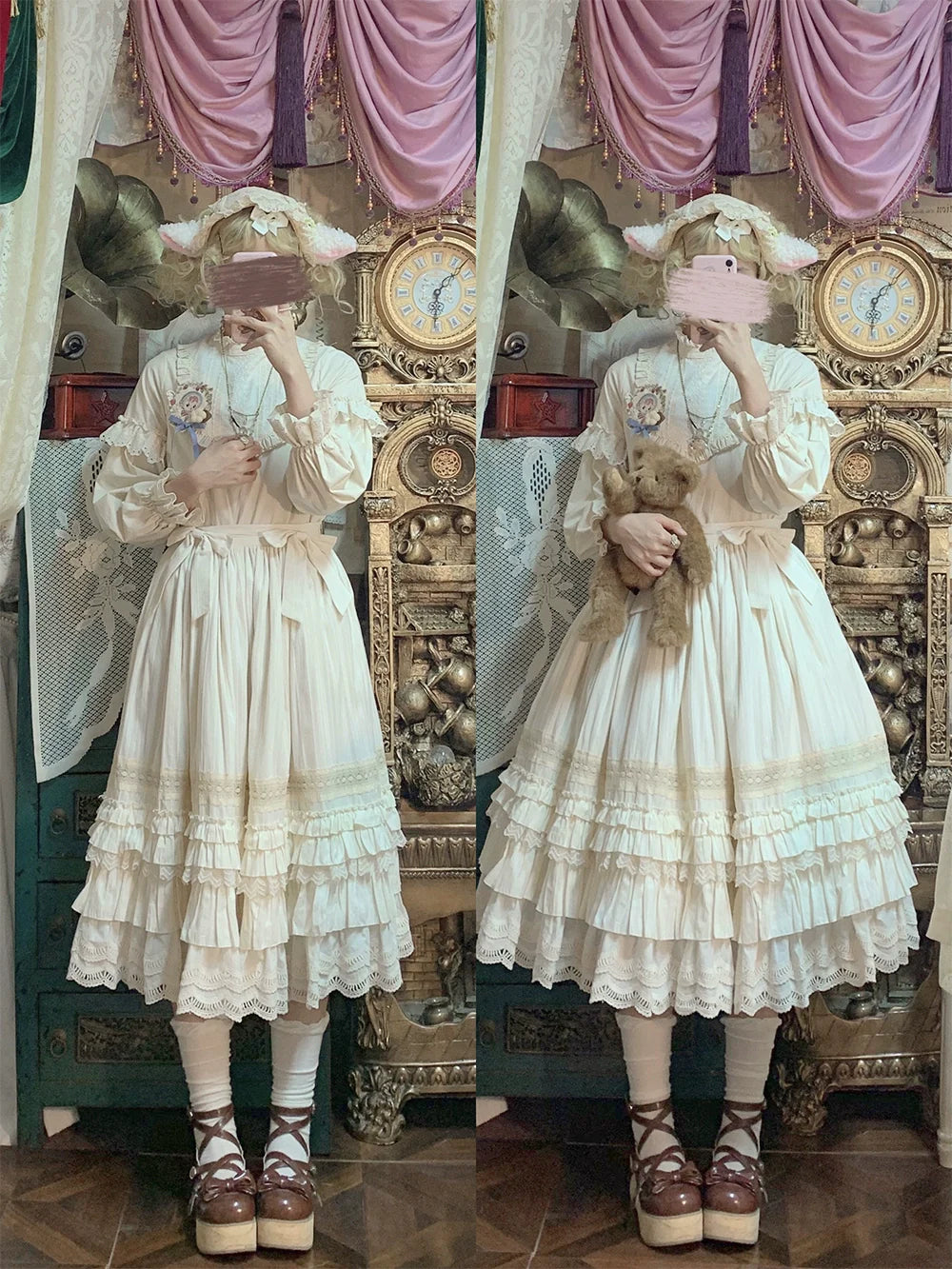 Miss Cube - Cool Sheep Whisper - Kawaii Retro Lolita SK with Detachable Suspenders