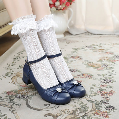 Sosic - Shell Dew - Sweet Lolita Bow Round Toe Shoes
