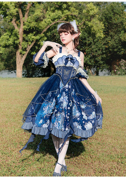 YingLuoFu - Original Elegant Lolita Blue Lolita JSK