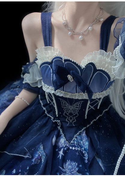 YingLuoFu - Original Elegant Lolita Blue Lolita JSK