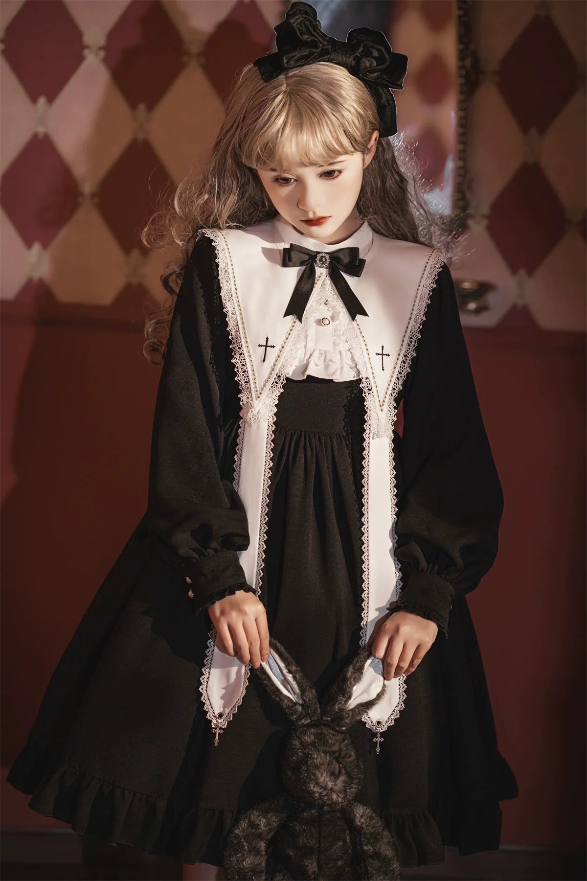 Sweet Date - Gothic Lolita Dress Black Nun OP for Halloween