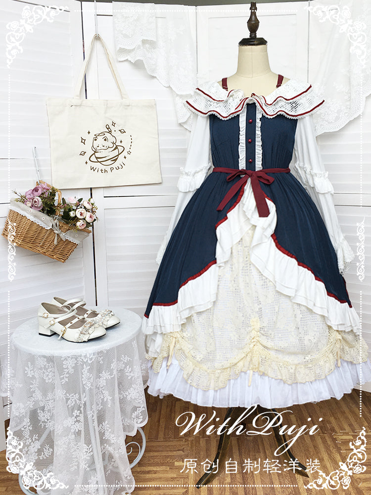 With Puji・朶now White - Lolita Flounce Hemline OP Dress