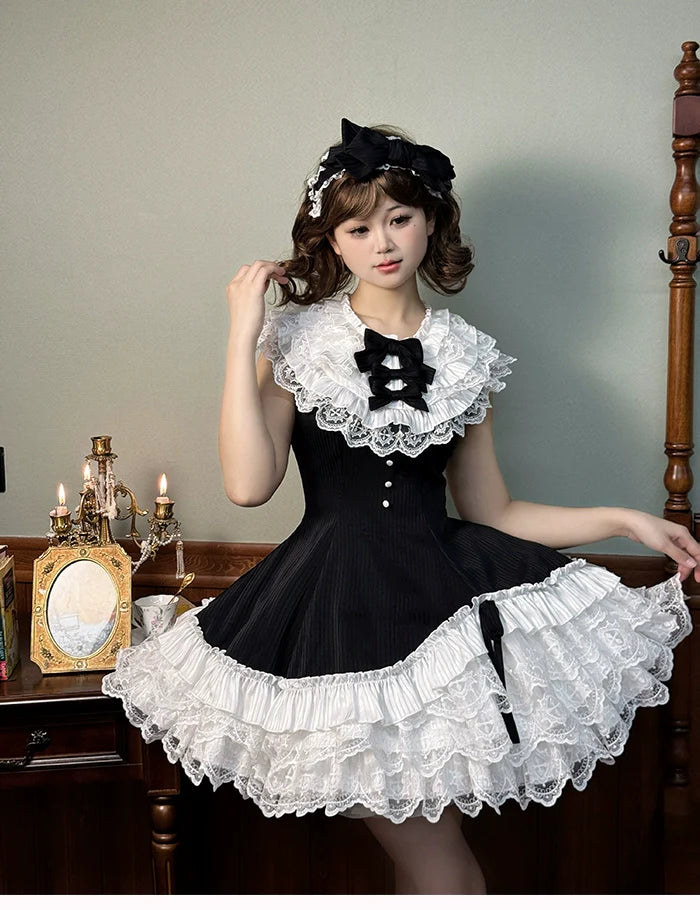 Alice Girl - Arrogant Miss - Sweet Lolita Jumper Dress with Tiered Lace Dress