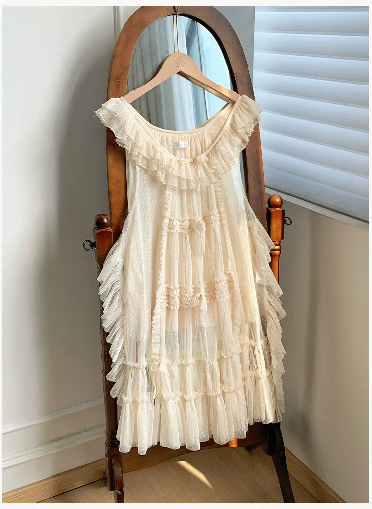 With PUJI - Letters and Poetry - Classic Lolita Tulle Over-Skirt for Summer