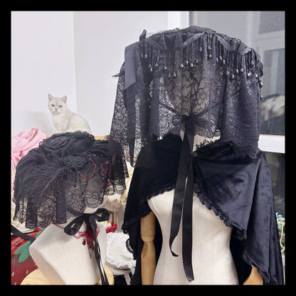 Chestnut Lolita - Gothic Lolita Hat Widow Hat Black Headdress
