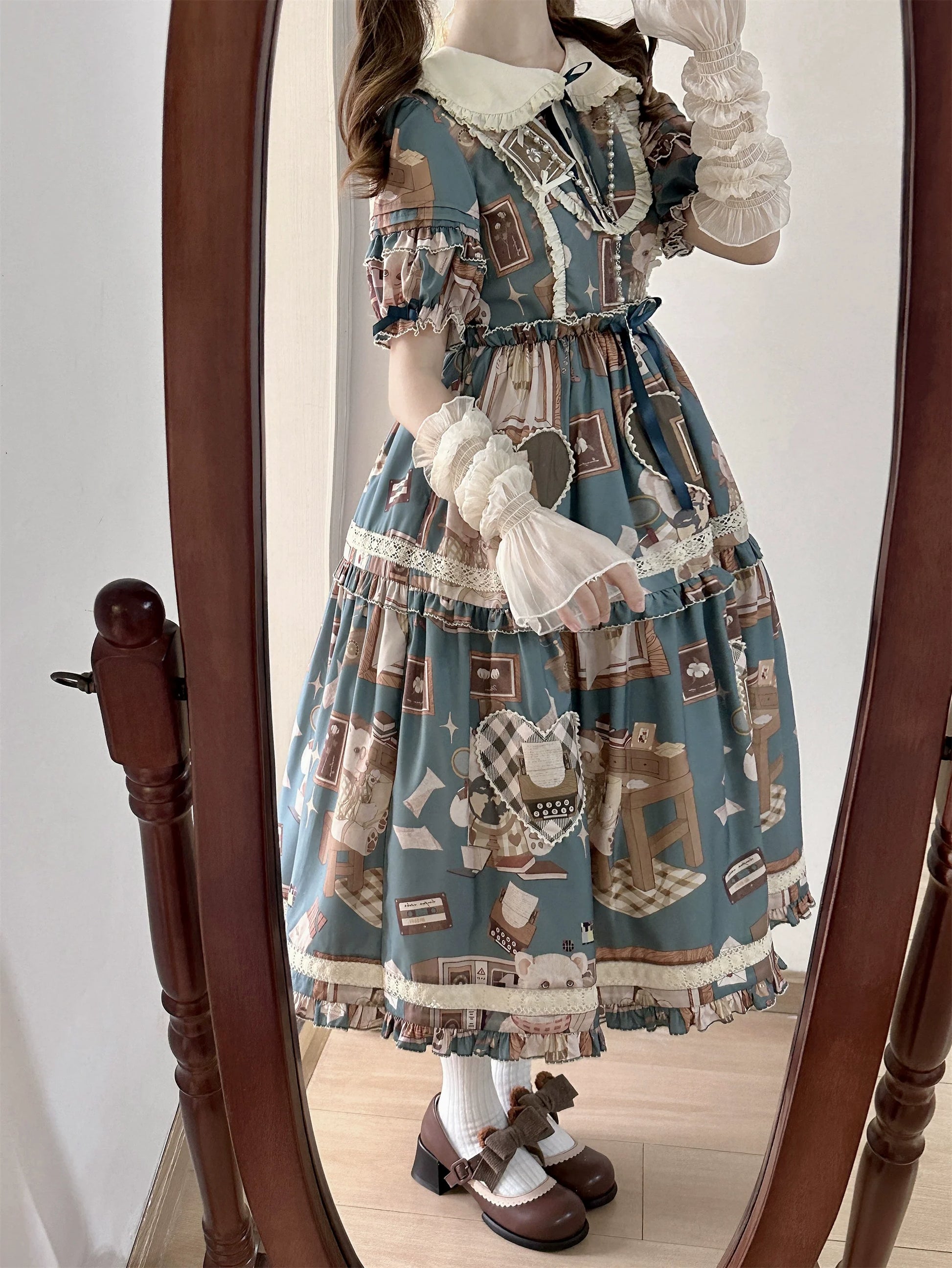 Babyblue - Gretel Bear - Vintage Lolita Dress Teddy Bear Prints Dress