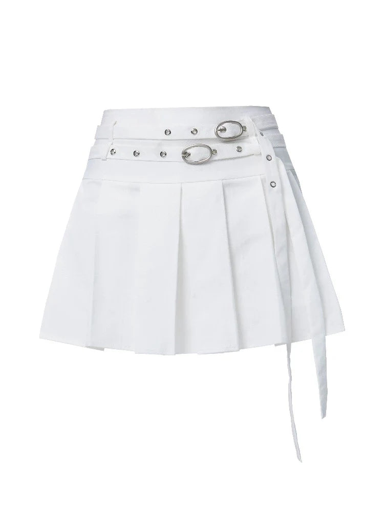 College style white pleated skirt【s0000006725】