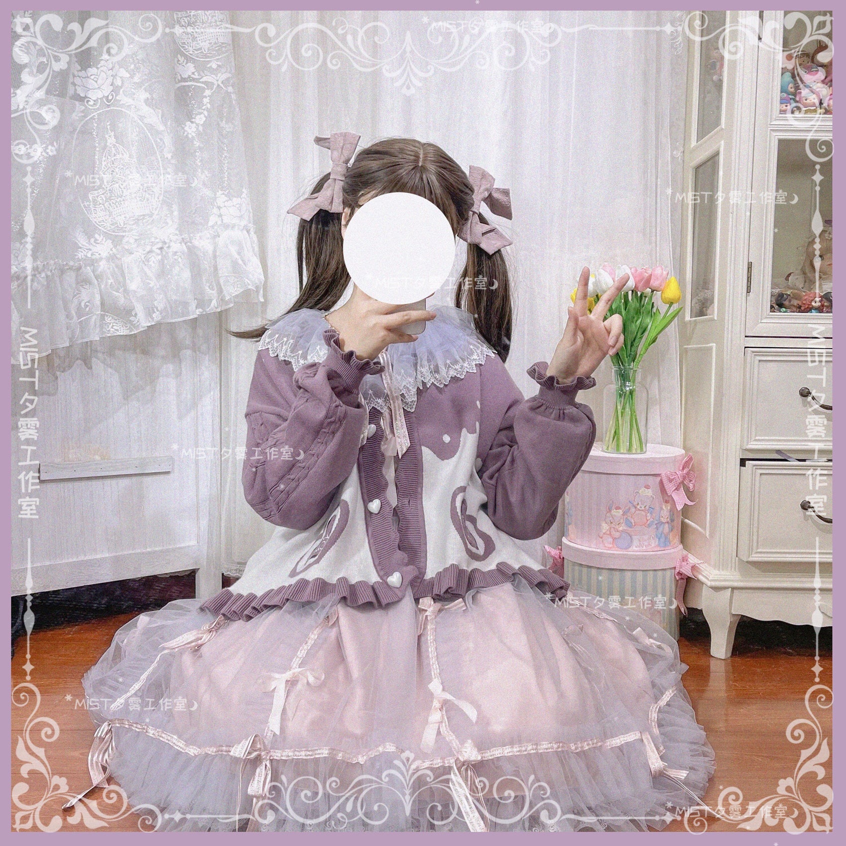 MIST - Beating Heart - Sweet Lolita Thick Sweater Coat Puff Sleeve