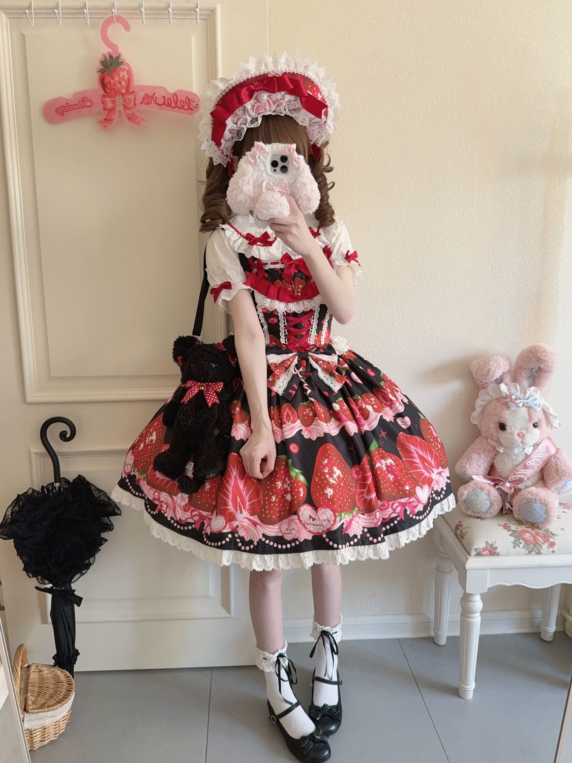 Hanguliang - Strawberry Tale - Sweet Lolita JSK Strawberry Printed Dress