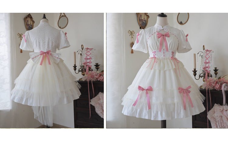 Eieyomi - Kawaii Lolita OP Dress Summer Dress Short Sleeve