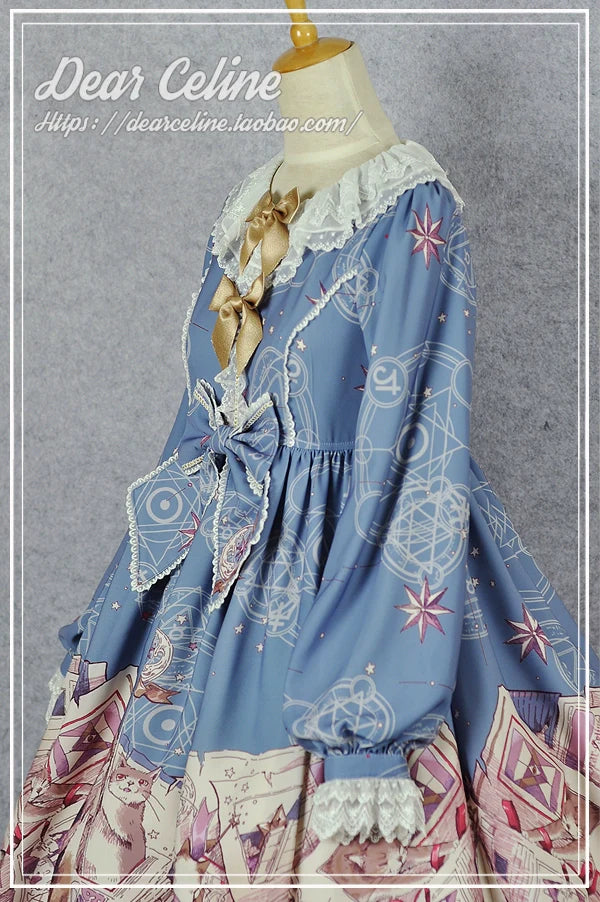 Dear Celine - Cat Professor's Magic Class - Daily Lolita OP Dress Long Sleeve Dress