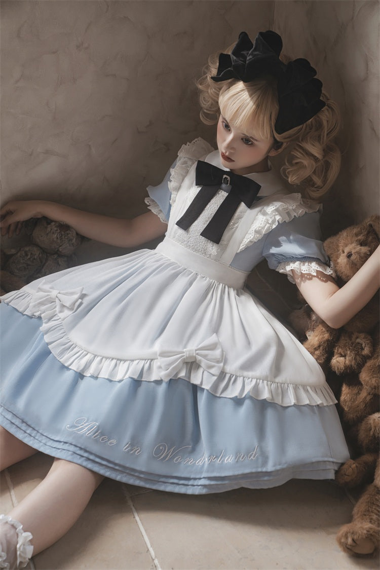 Letters from Unknown Star - Sweet Alice - Short Sleeves Maid Lolita OP