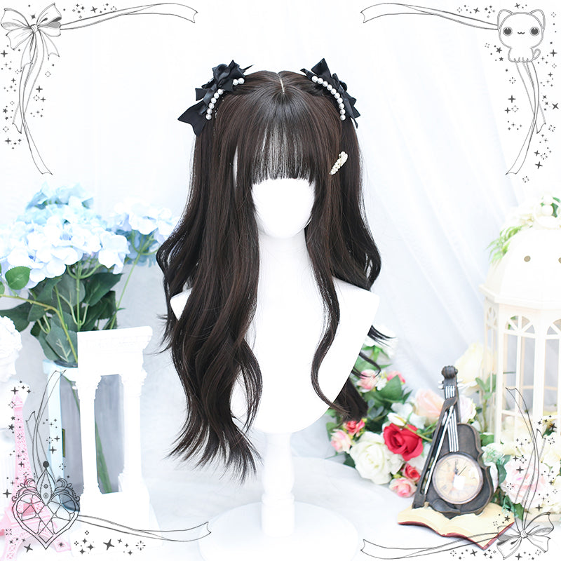 Dalao Home - Daily Long Curly Wavy Black Tea Lolita Wig
