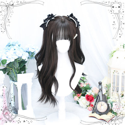 Dalao Home - Daily Long Curly Wavy Black Tea Lolita Wig