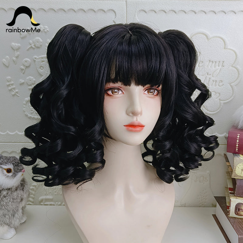 RainbowMe - Sweet Lolita Wig Long Curly Ponytail Multicolor