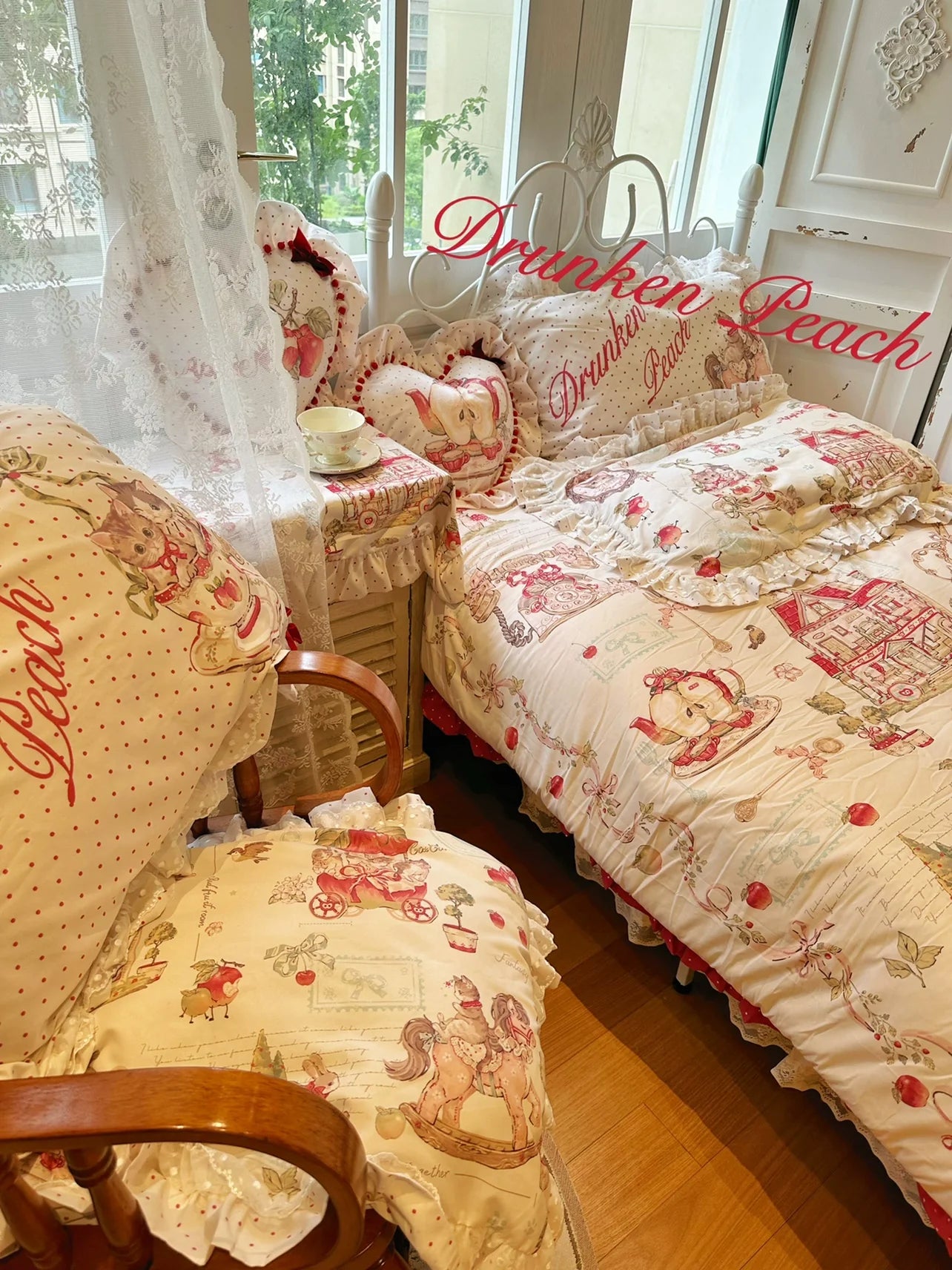 Drunke - Small Apple - Sweet Retro Print Lolita 4-Piece/3-Piece Bedding Set