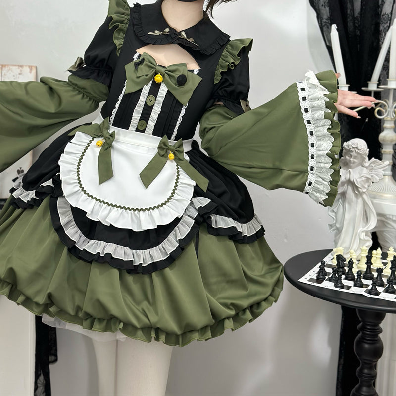 Hanguliang - Cute Maid Lolita Apron OP Dress