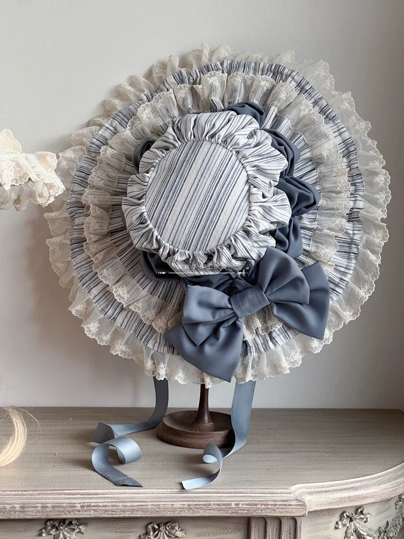 MAID - Vintage Lolita Hat Striped Lace Hat