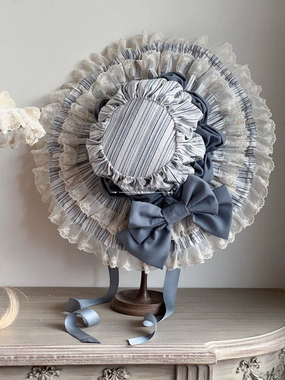 MAID - Vintage Lolita Hat Striped Lace Hat