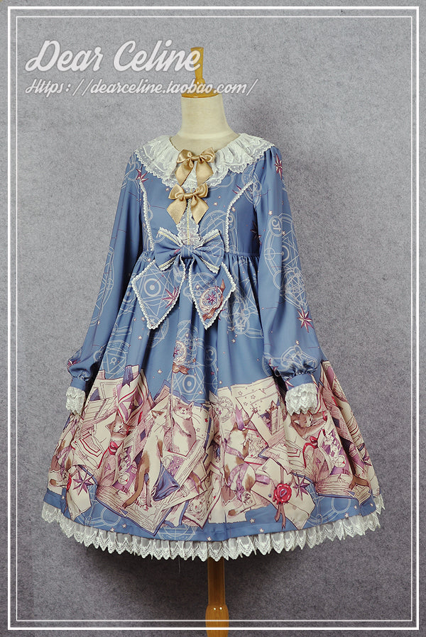 Dear Celine - Cat Professor's Magic Class - Daily Lolita OP Dress Long Sleeve Dress