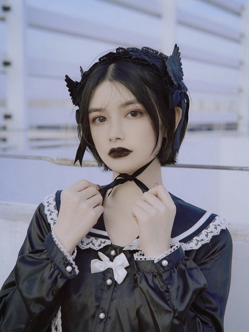 Strange Sugar - Black Wings Halloween Goth Lolita Hairband