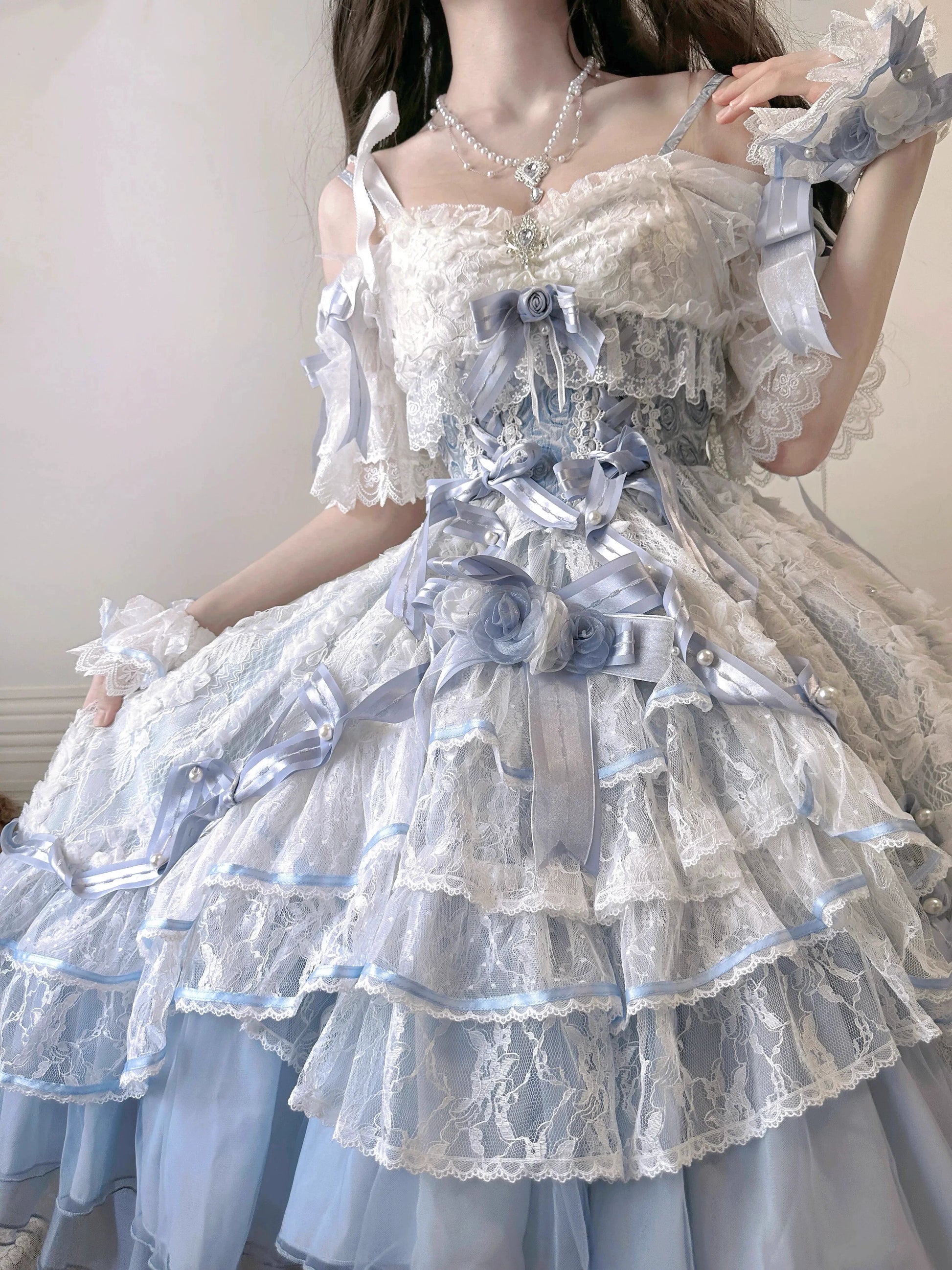 MieYe - Diana Rose - Bridal Lolita Dress Short Wedding OP with Accessories