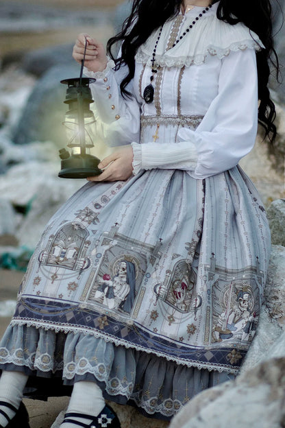 Miss Point - Demon Hunting Notes - Fishbone Gothic Lolita Skirt